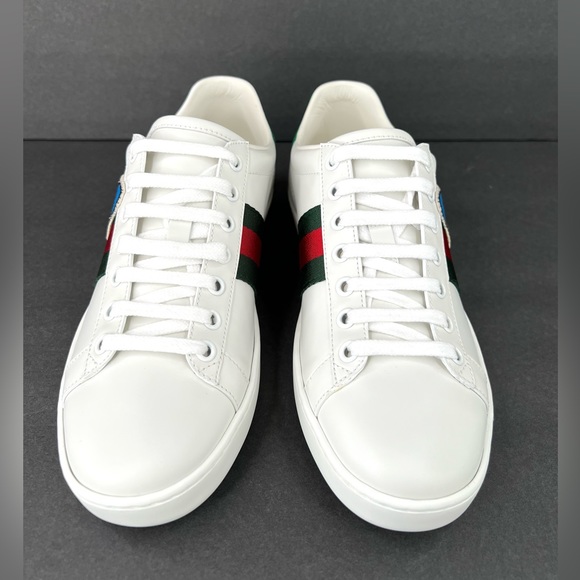 Gucci White Sneakers with Green and Red Stripes